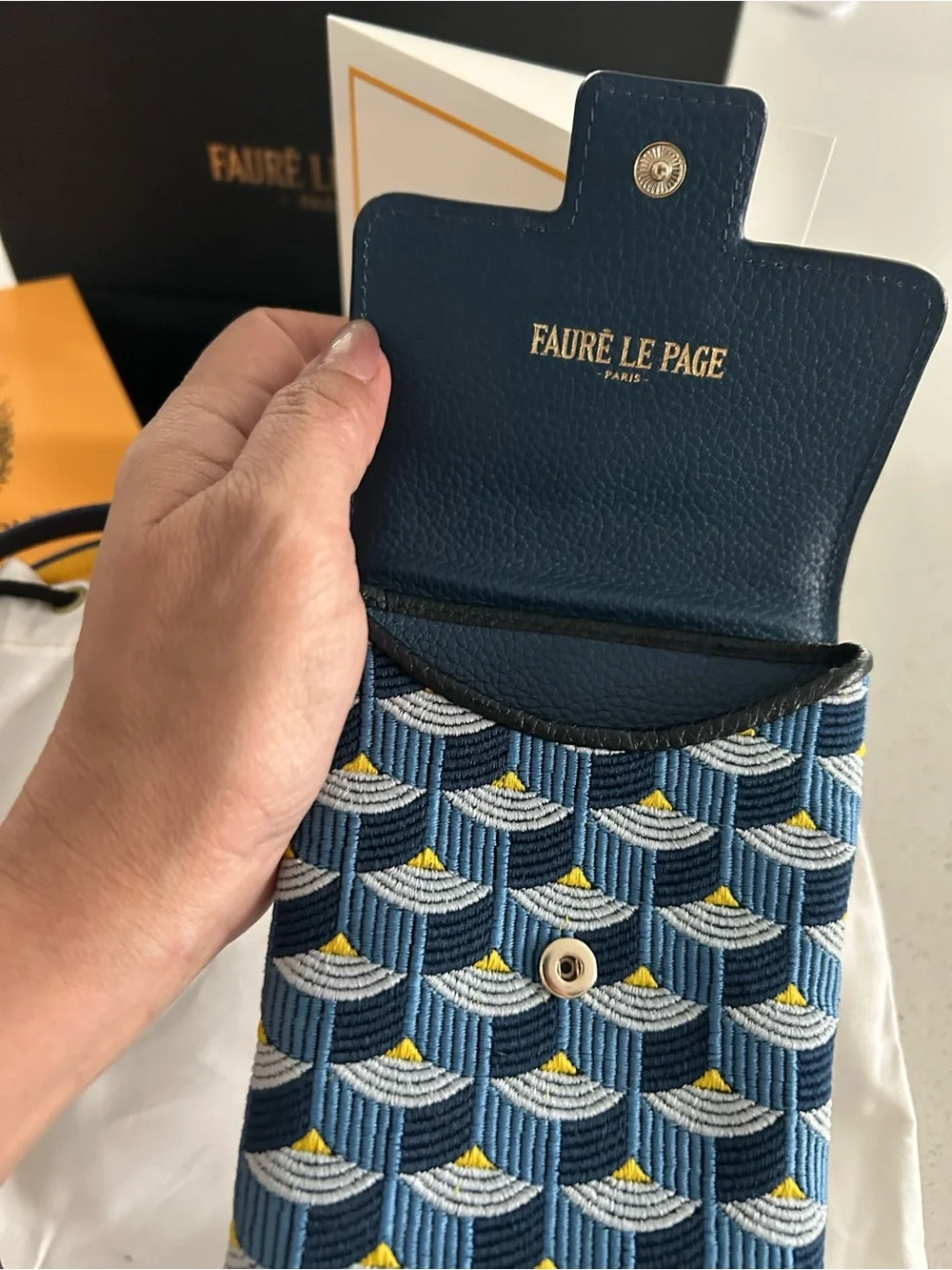 Faure Le Page Blue Patterned Phone Pouch